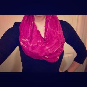 Fuchsia and gold infinite scarf
